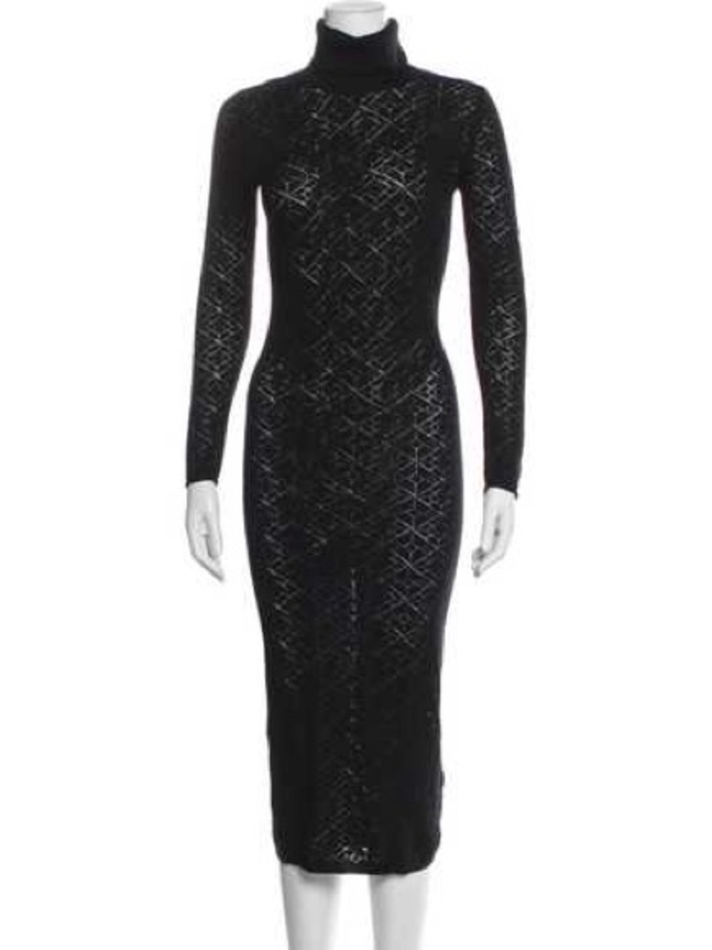 Alice + Olivia Black Turtleneck Knit Midi Dress